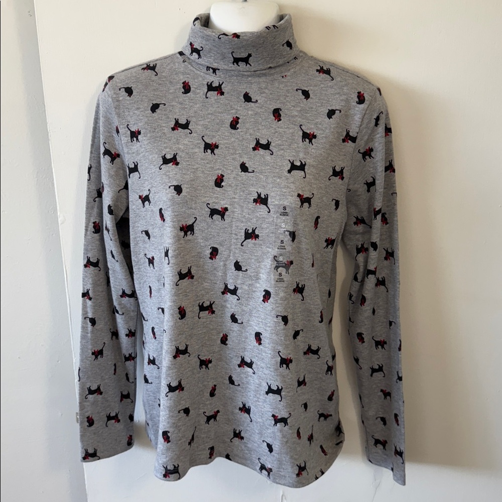 Karen Scott cats Turtleneck Top NWT ( Sz S) 🐈‍⬛